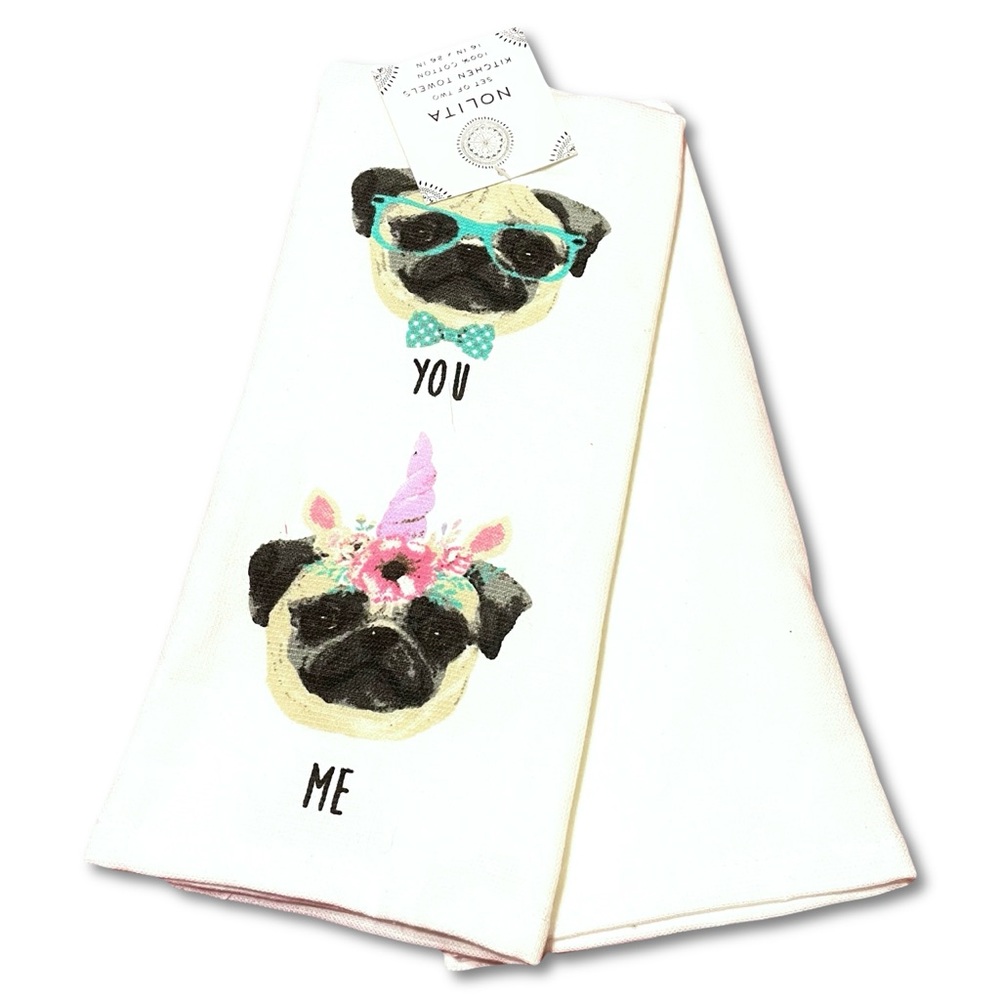 2pk Hand Towels ◈ Pug Unicorn YOU ME